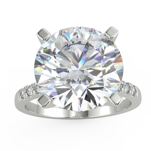 The Diamond Deal Company 5.53 Ct Round Cut VS2/D Solitaire Pavé Diamond Engagement Ring 14K White Gold