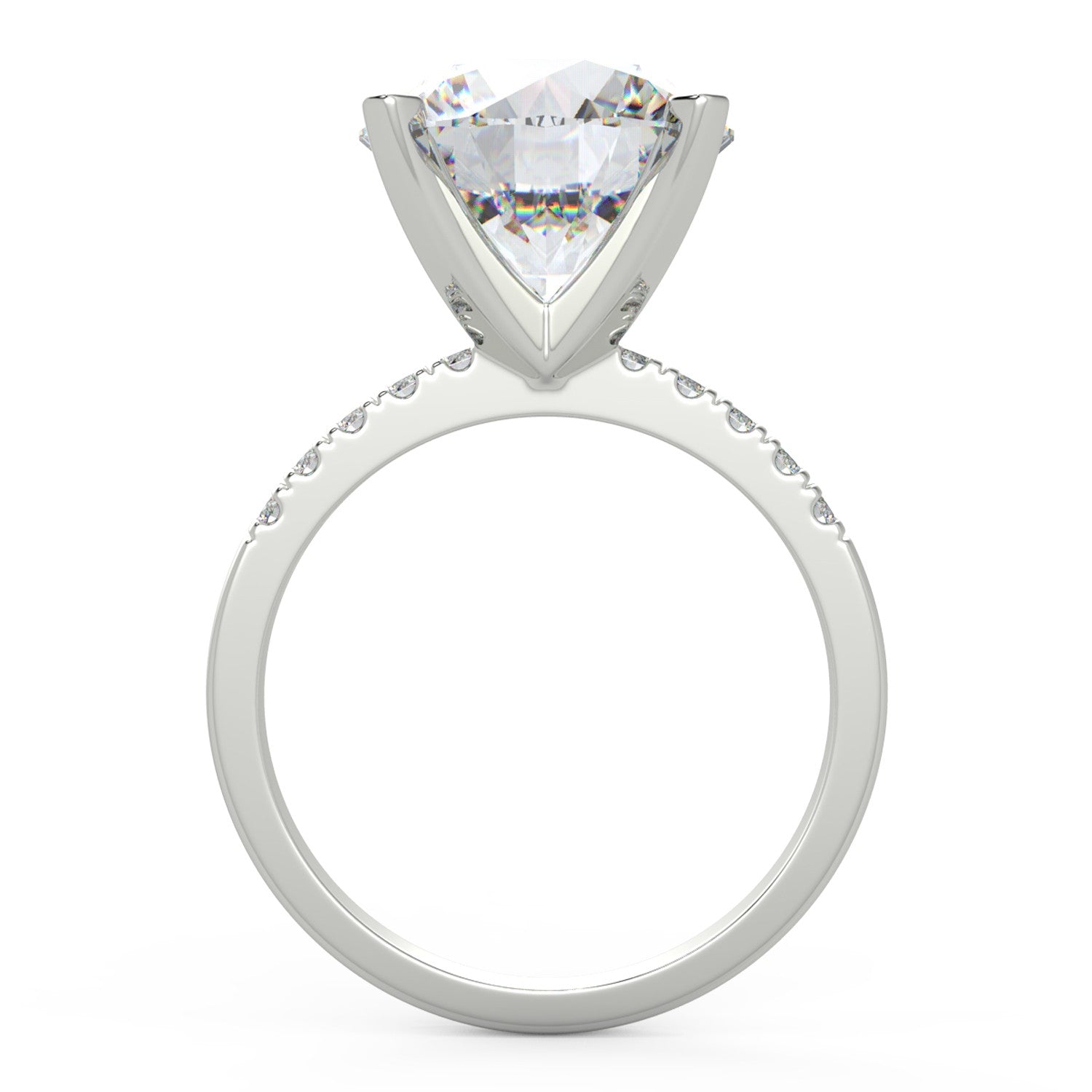 The Diamond Deal Company 5.53 Ct Round Cut VS2/D Solitaire Pavé Diamond Engagement Ring 14K White Gold