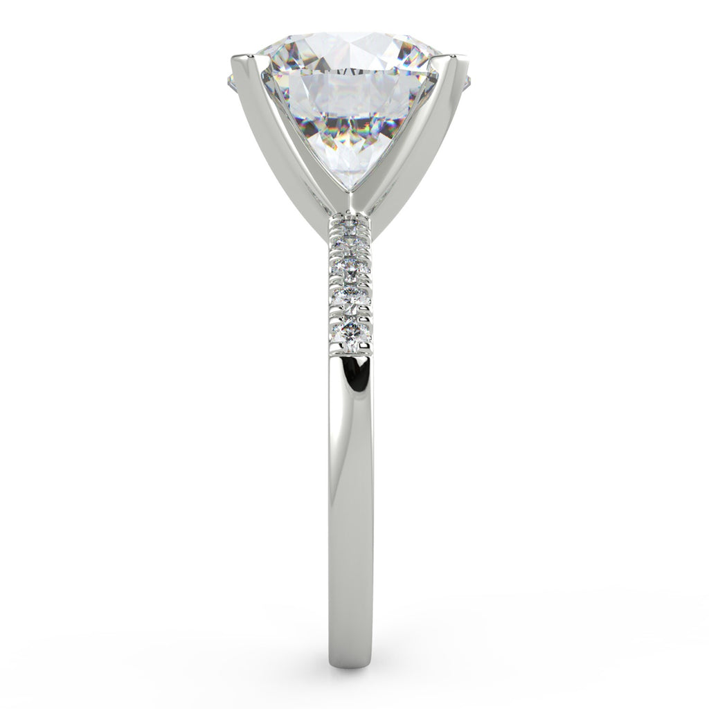 The Diamond Deal Company 5.53 Ct Round Cut VS2/D Solitaire Pavé Diamond Engagement Ring 14K White Gold