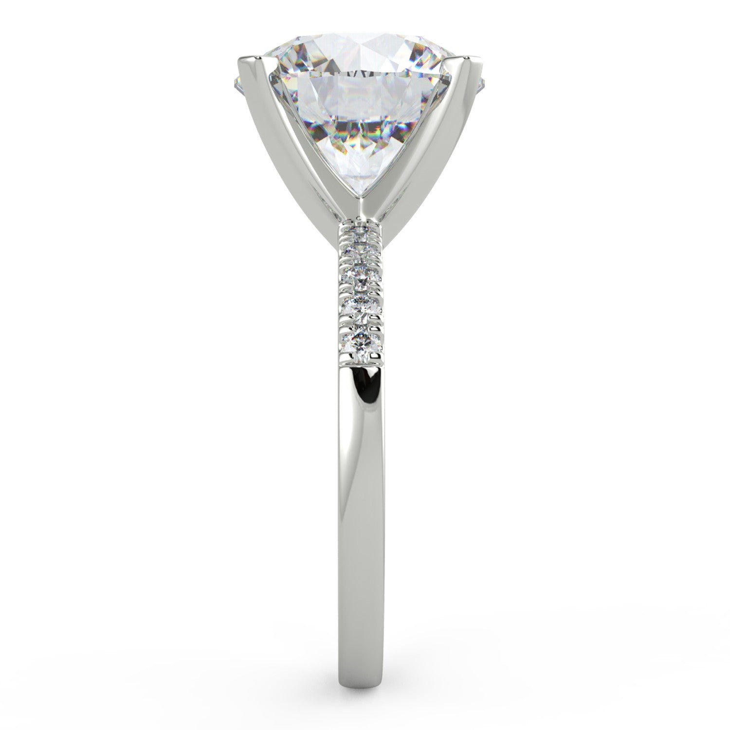 The Diamond Deal Company 5.53 Ct Round Cut VS2/D Solitaire Pavé Diamond Engagement Ring 14K White Gold